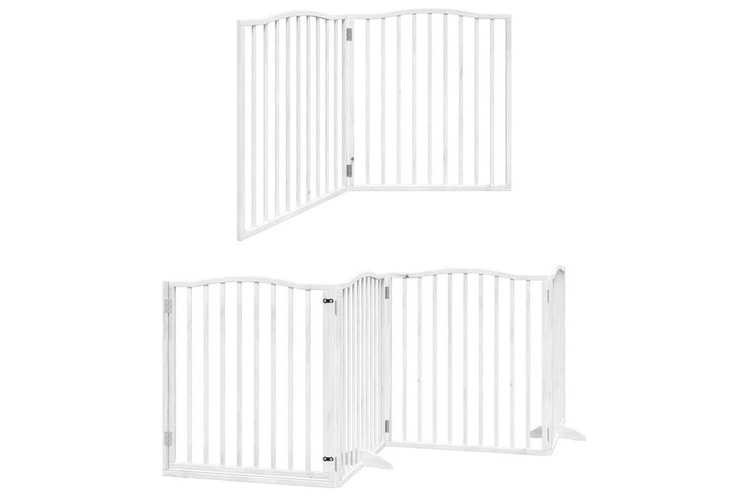 Vidaxl Dog Gate With Door Foldable 10 Panels White 800 Cm Poplar Wood-3