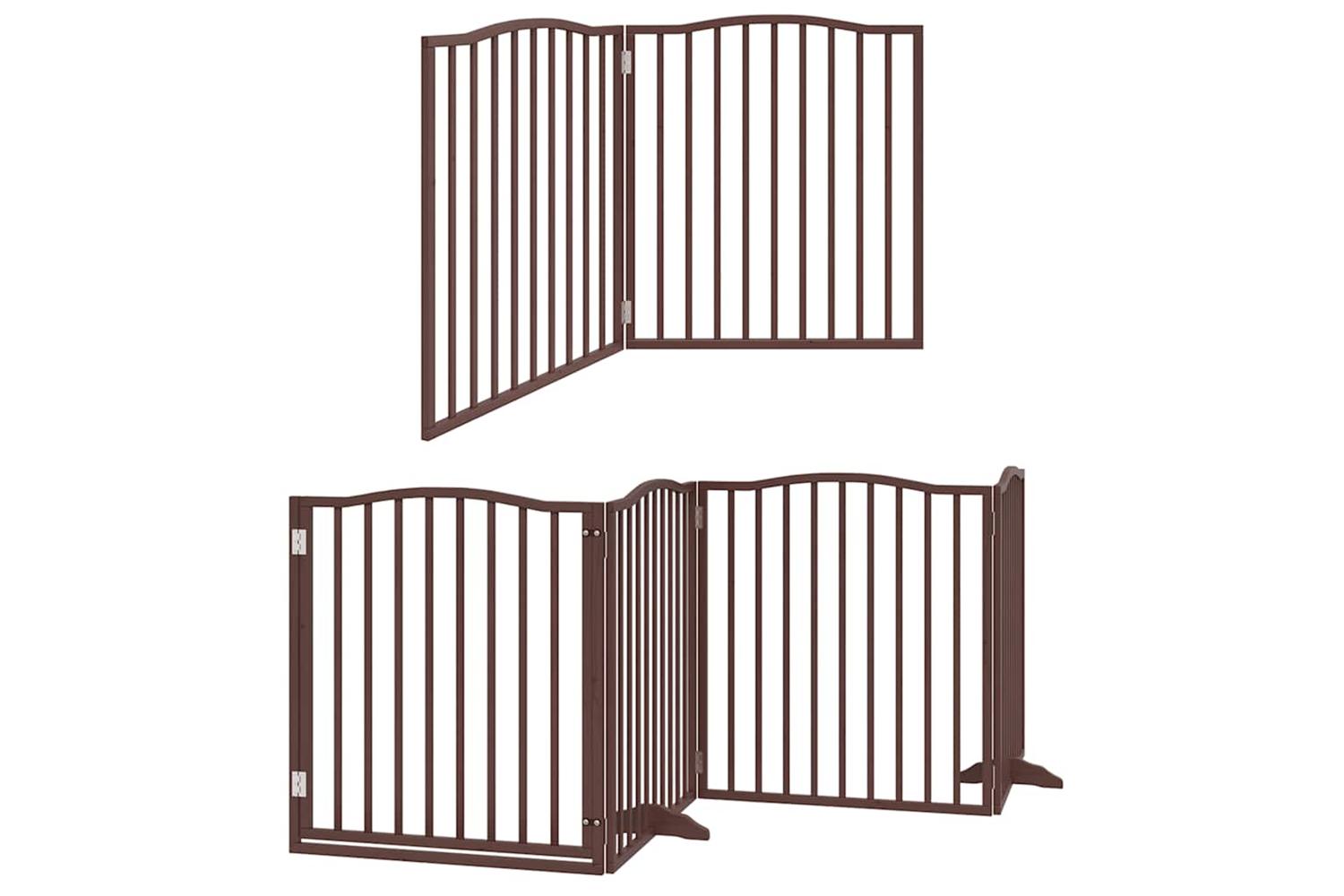 Vidaxl Dog Gate With Door Foldable 6 Panels Brown 480 Cm Poplar Wood-3