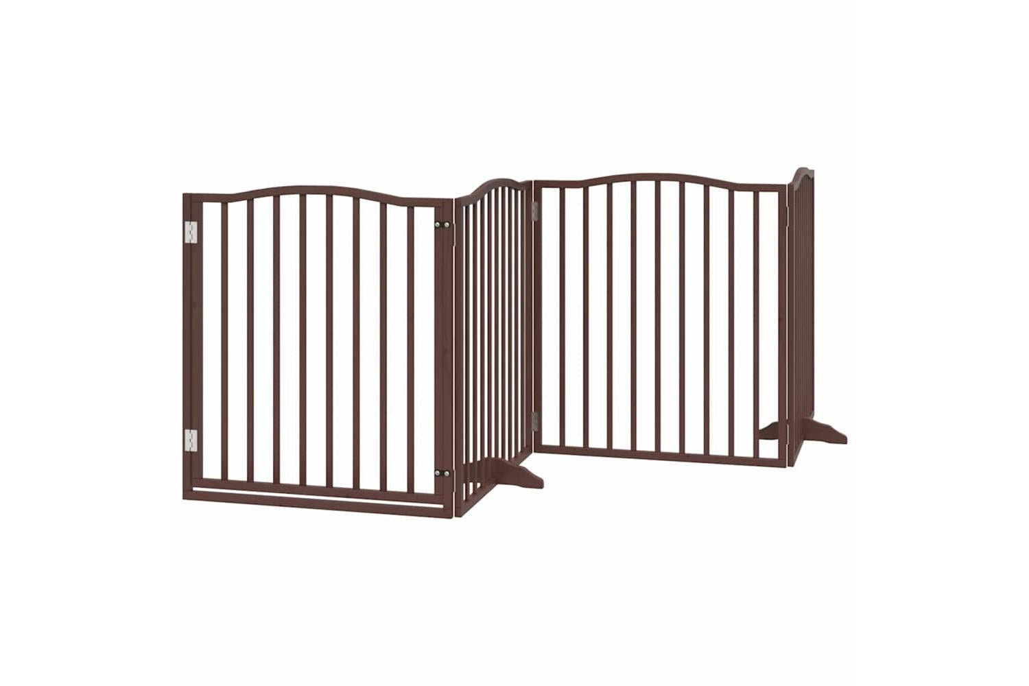 Vidaxl Dog Gate With Door Foldable 12 Panels Brown 960 Cm Poplar Wood-4