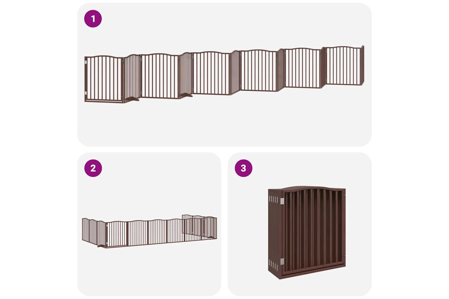 Vidaxl Dog Gate With Door Foldable 12 Panels Brown 960 Cm Poplar Wood-6