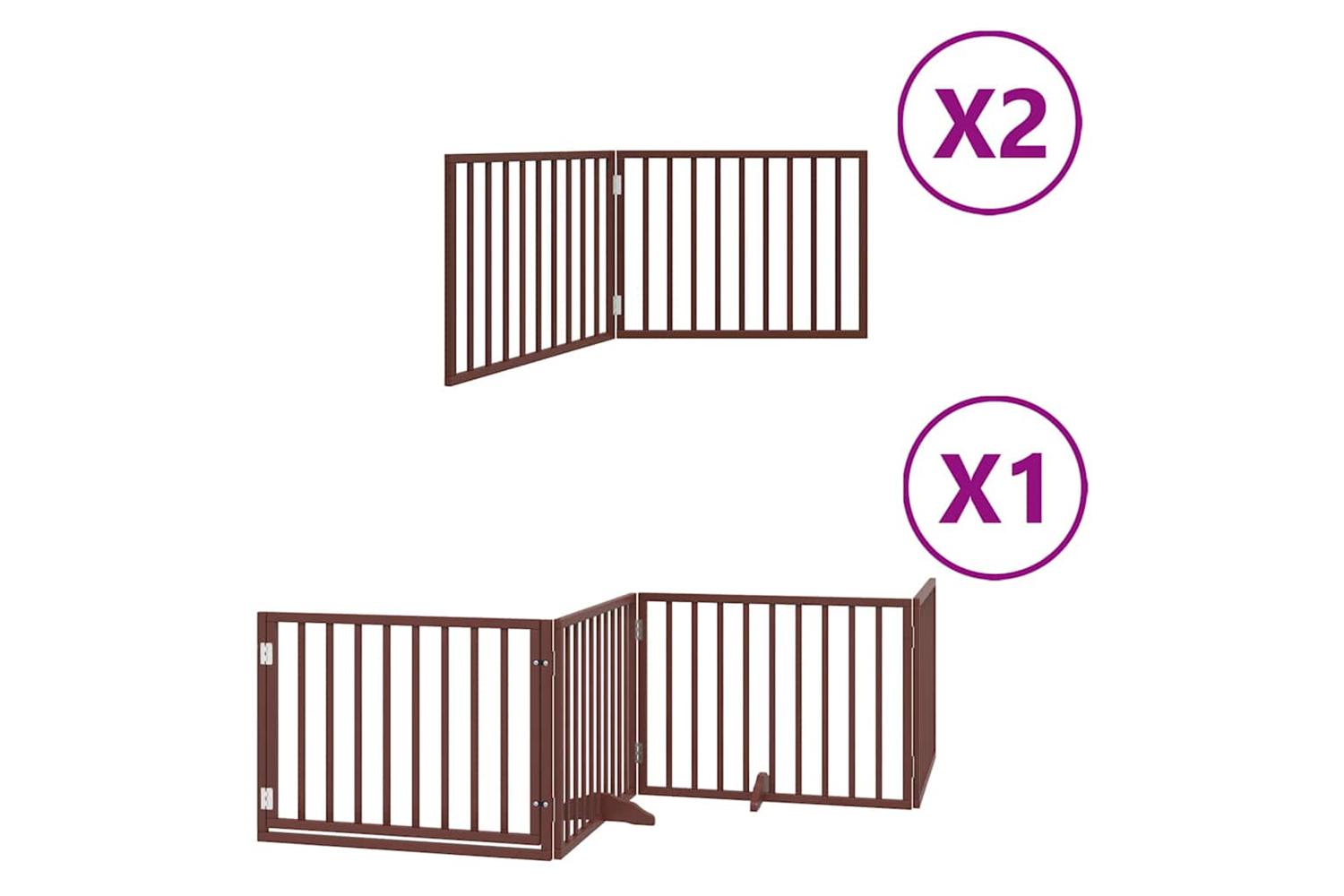 Vidaxl Dog Gate With Door Foldable 8 Panels Brown 640 Cm Poplar Wood