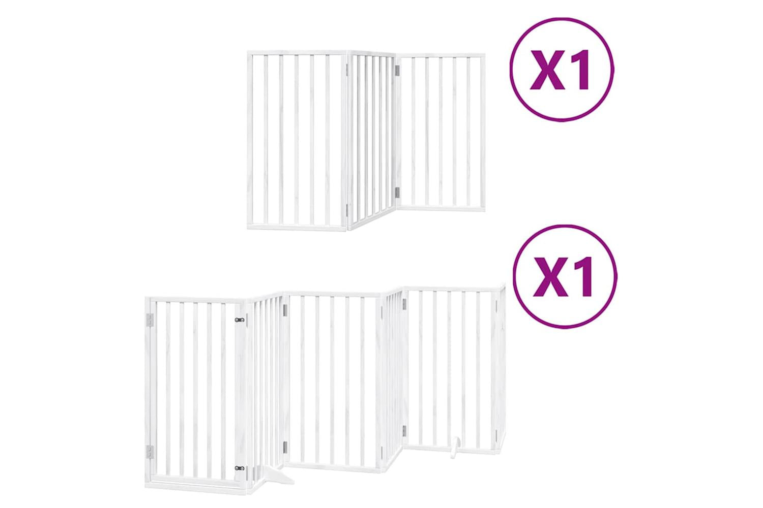 Vidaxl Dog Gate With Door Foldable 9 Panels White 450 Cm Poplar Wood-2