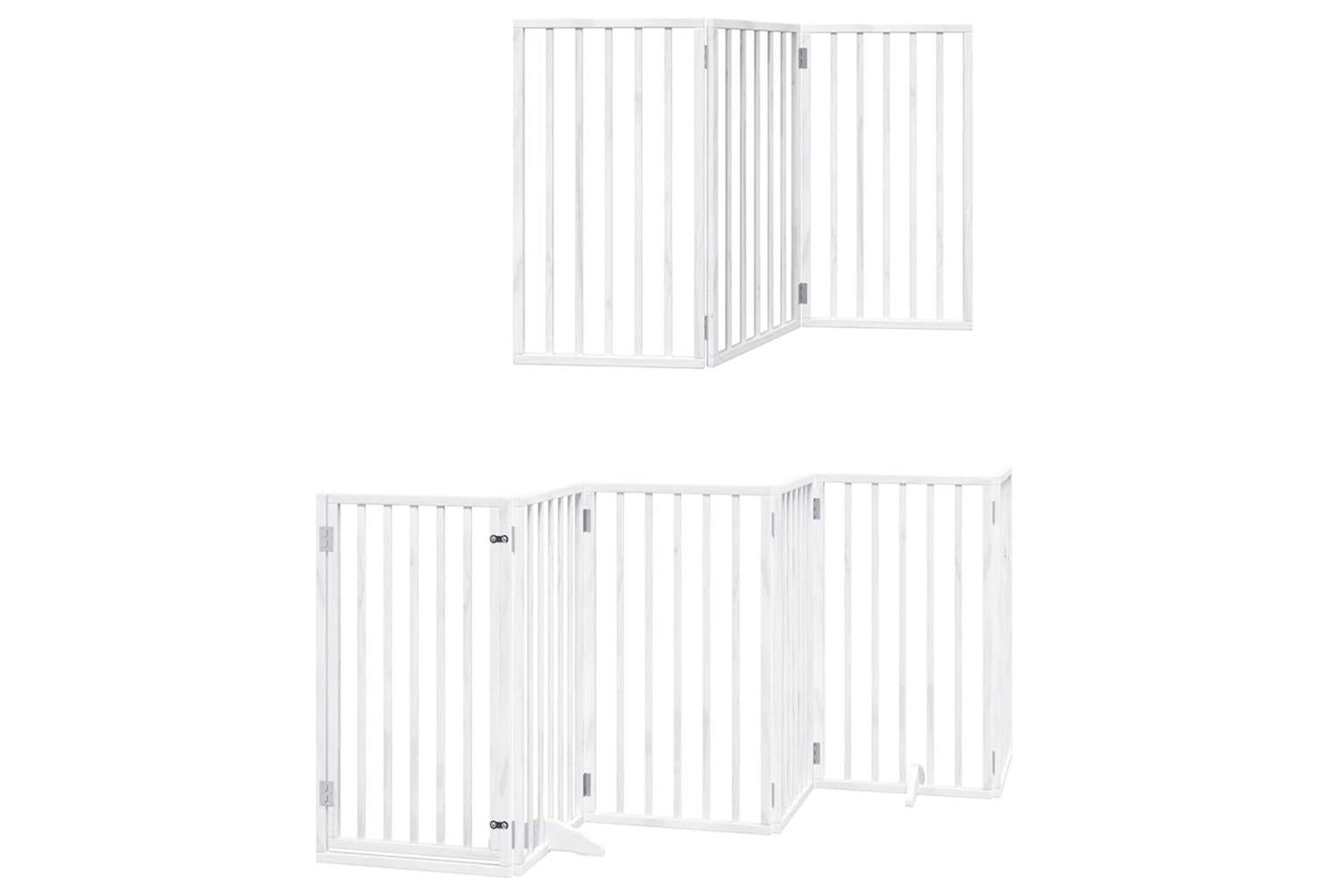 Vidaxl Dog Gate With Door Foldable 9 Panels White 450 Cm Poplar Wood-3