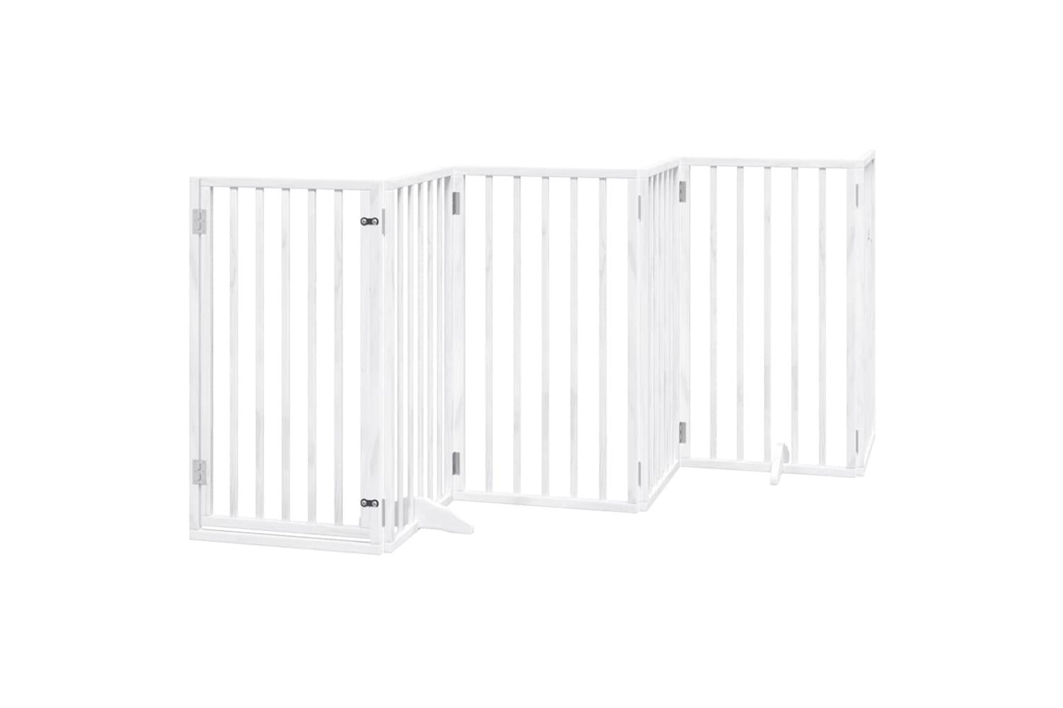 Vidaxl Dog Gate With Door Foldable 9 Panels White 450 Cm Poplar Wood-4