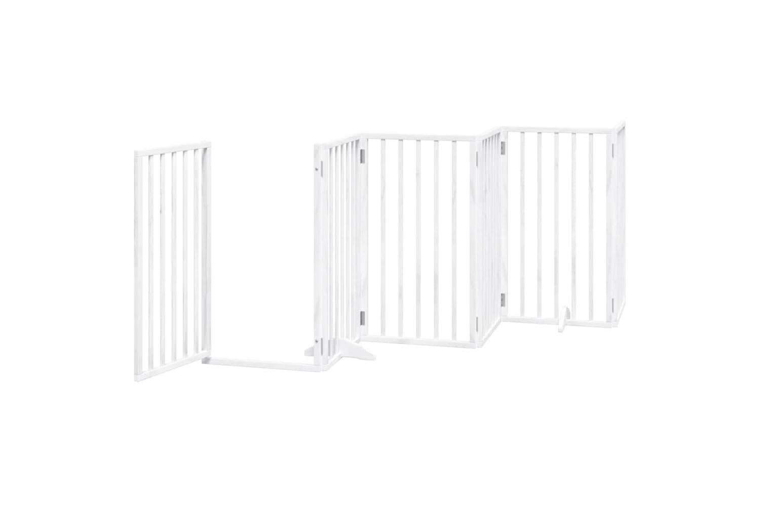 Vidaxl Dog Gate With Door Foldable 9 Panels White 450 Cm Poplar Wood-5
