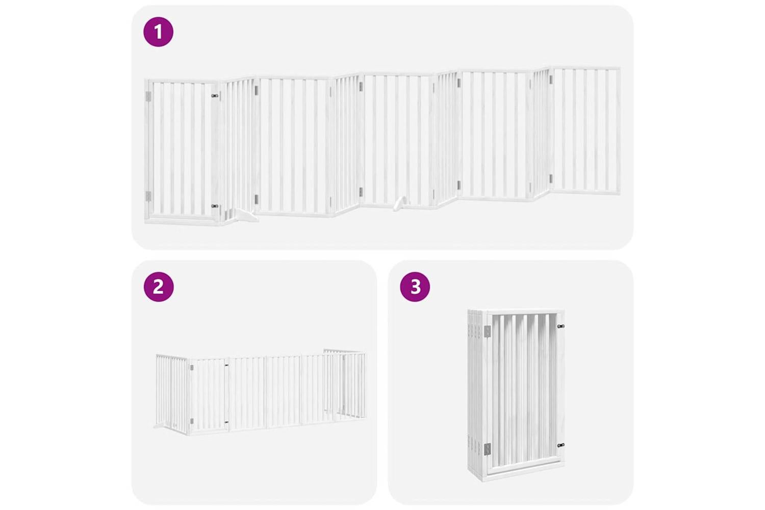 Vidaxl Dog Gate With Door Foldable 9 Panels White 450 Cm Poplar Wood-6