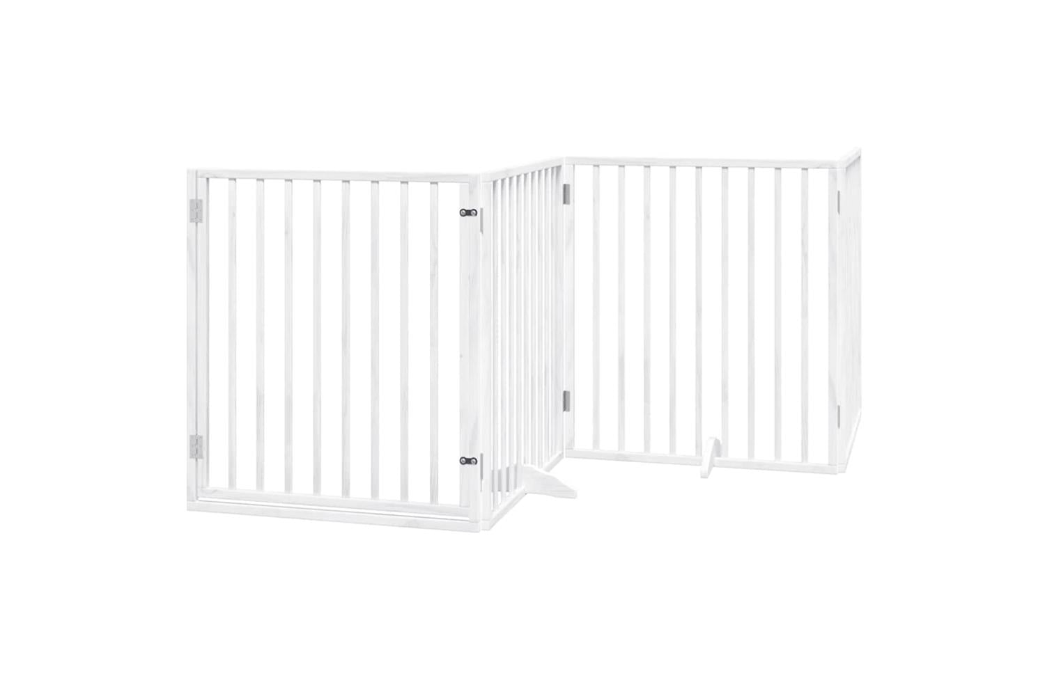 Vidaxl Dog Gate With Door Foldable 10 Panels White 800 Cm Poplar Wood-3