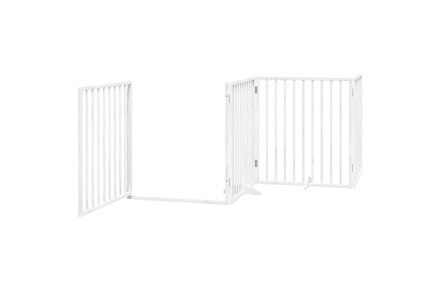 Vidaxl Dog Gate With Door Foldable 10 Panels White 800 Cm Poplar Wood-4