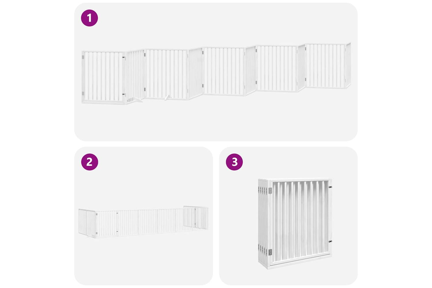 Vidaxl Dog Gate With Door Foldable 10 Panels White 800 Cm Poplar Wood-5
