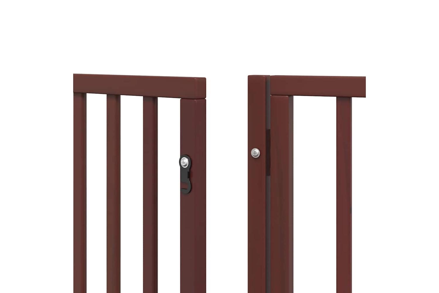 Vidaxl Dog Gate With Door Foldable 9 Panels Brown 450 Cm Poplar Wood-9