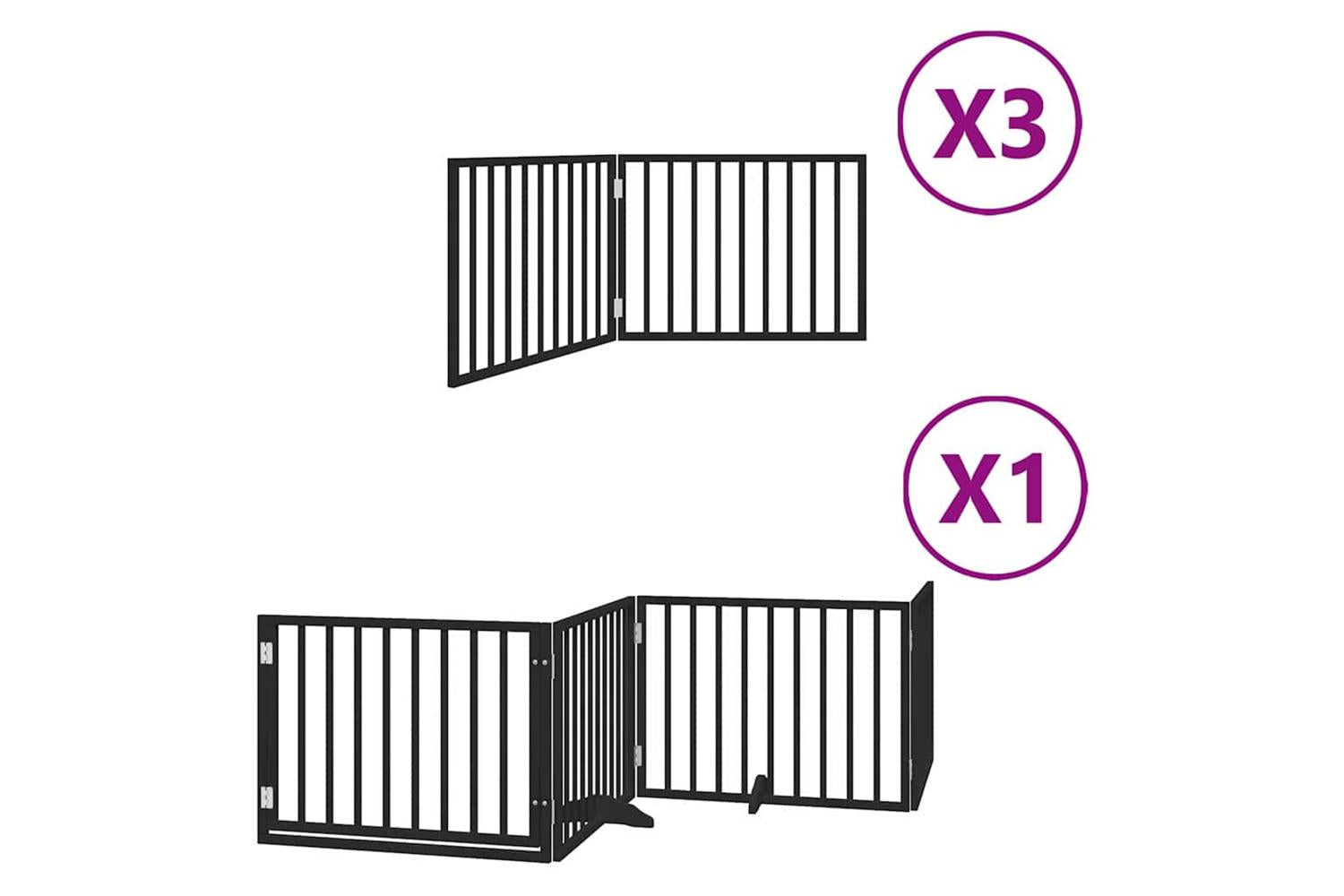 Vidaxl Dog Gate With Door Foldable 10 Panels Black 800 Cm Poplar Wood-2