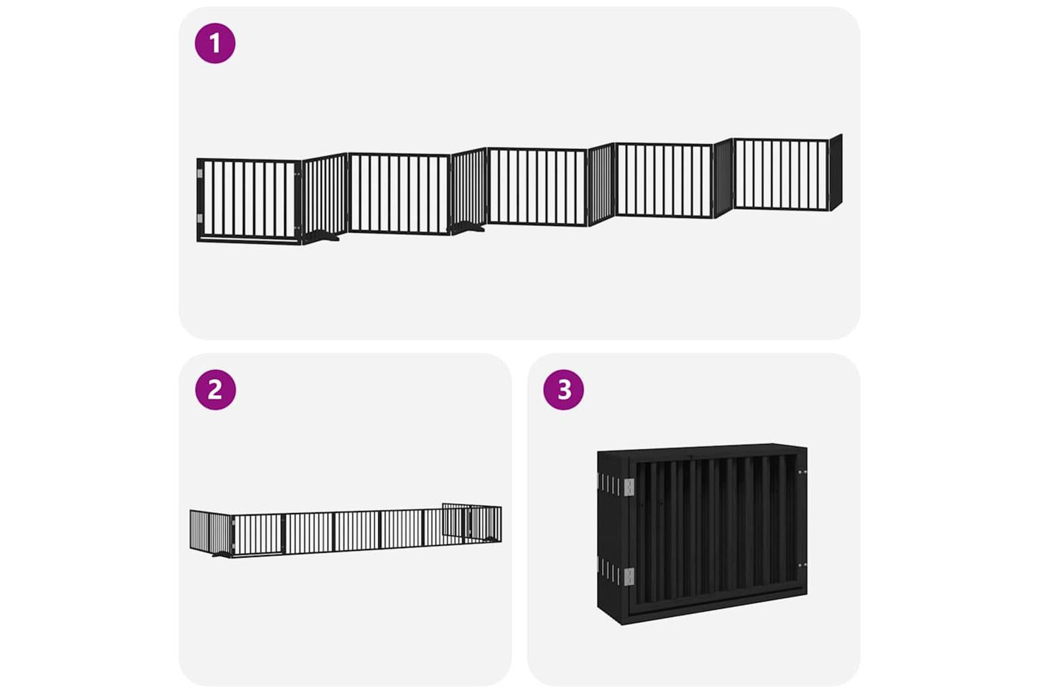 Vidaxl Dog Gate With Door Foldable 10 Panels Black 800 Cm Poplar Wood-5