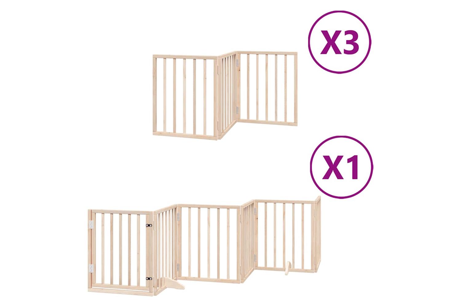 Vidaxl Dog Gate With Door Foldable 15 Panels 750 Cm Poplar Wood