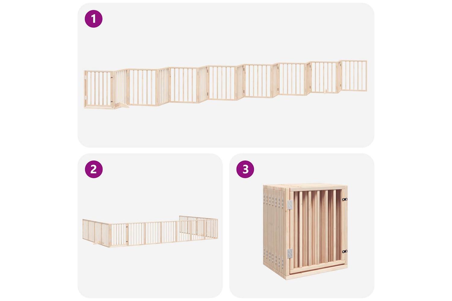 Vidaxl Dog Gate With Door Foldable 15 Panels 750 Cm Poplar Wood-6