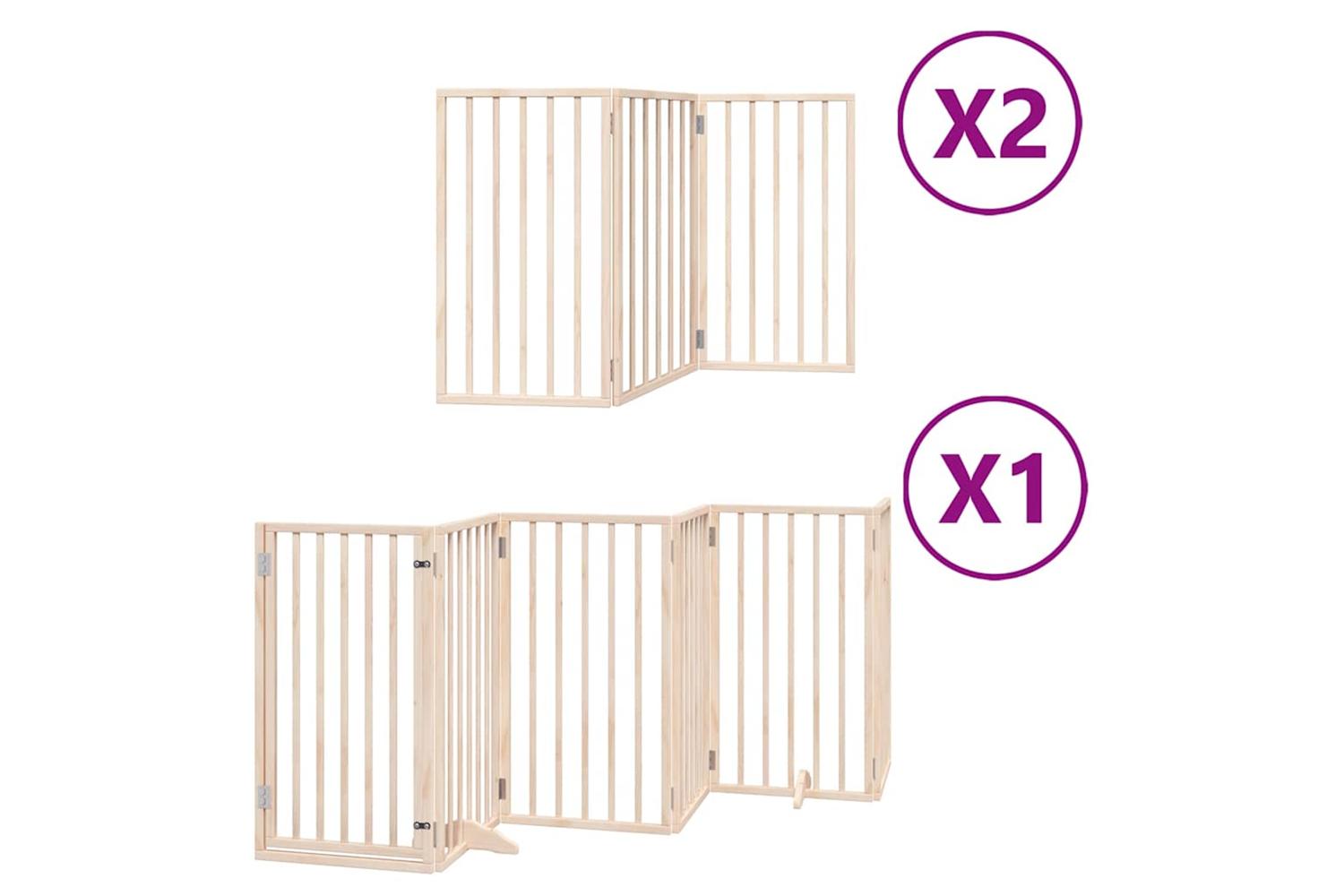 Vidaxl Dog Gate With Door Foldable 12 Panels 600 Cm Poplar Wood-2