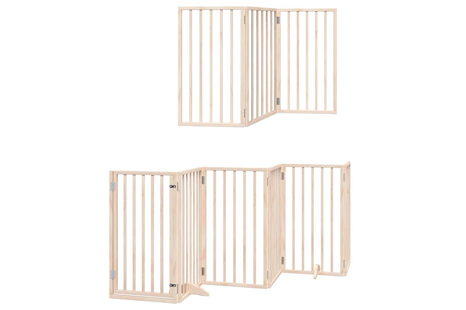Vidaxl Dog Gate With Door Foldable 12 Panels 600 Cm Poplar Wood-3