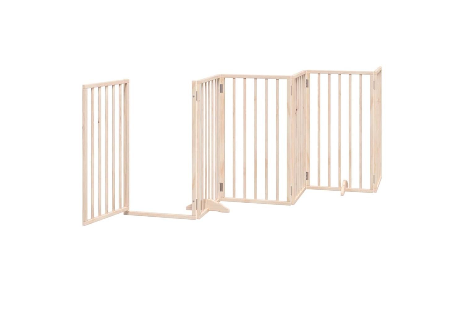 Vidaxl Dog Gate With Door Foldable 12 Panels 600 Cm Poplar Wood-5