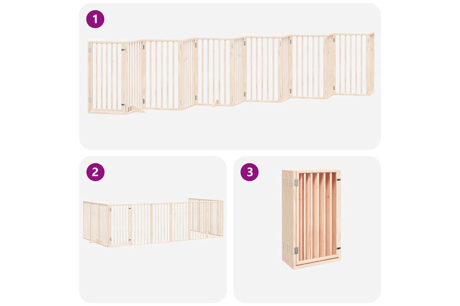 Vidaxl Dog Gate With Door Foldable 12 Panels 600 Cm Poplar Wood-6