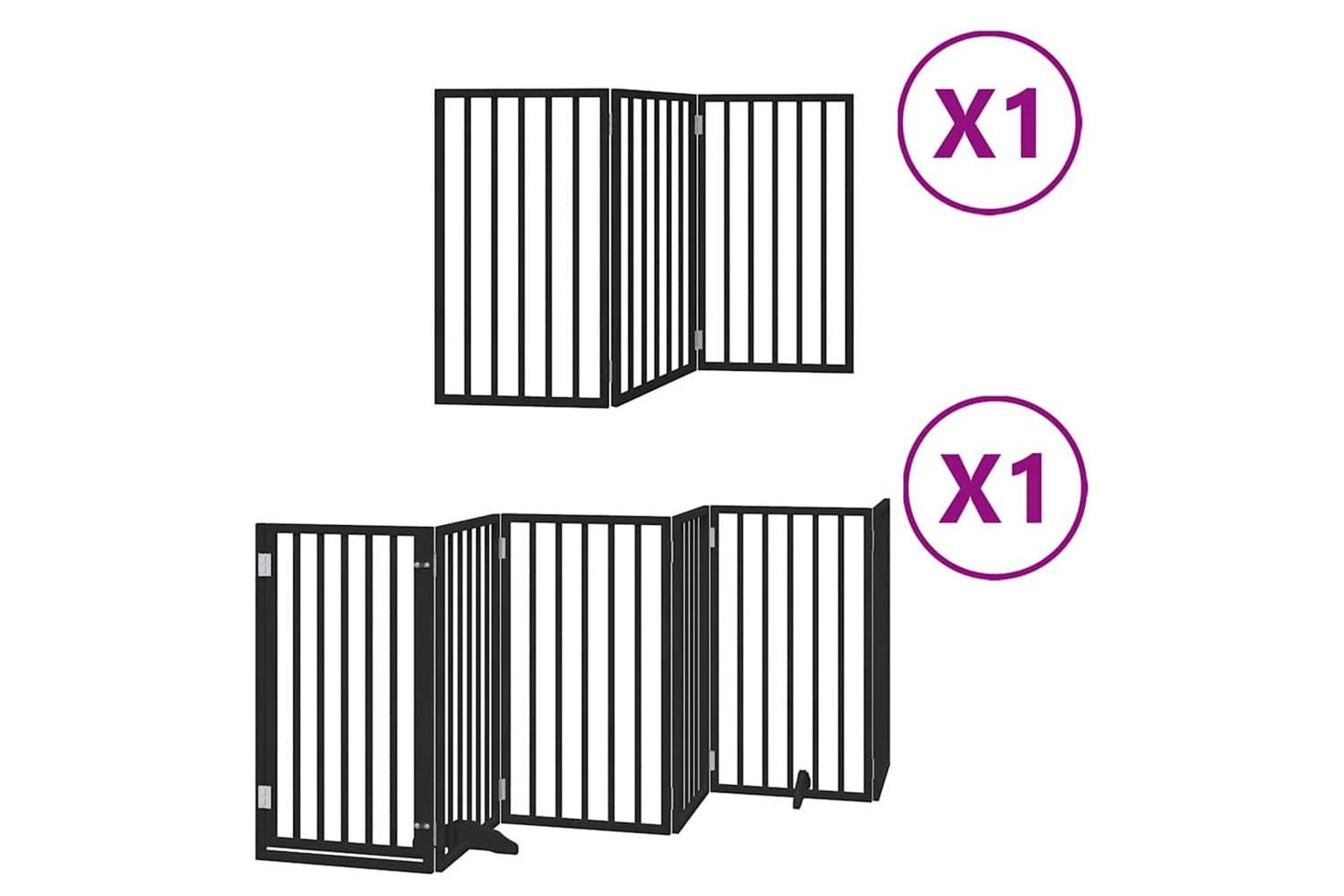 Vidaxl Dog Gate With Door Foldable 9 Panels Black 450 Cm Poplar Wood