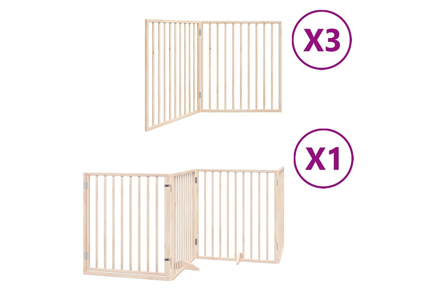 Vidaxl Dog Gate With Door Foldable 10 Panels 800 Cm Poplar Wood-2