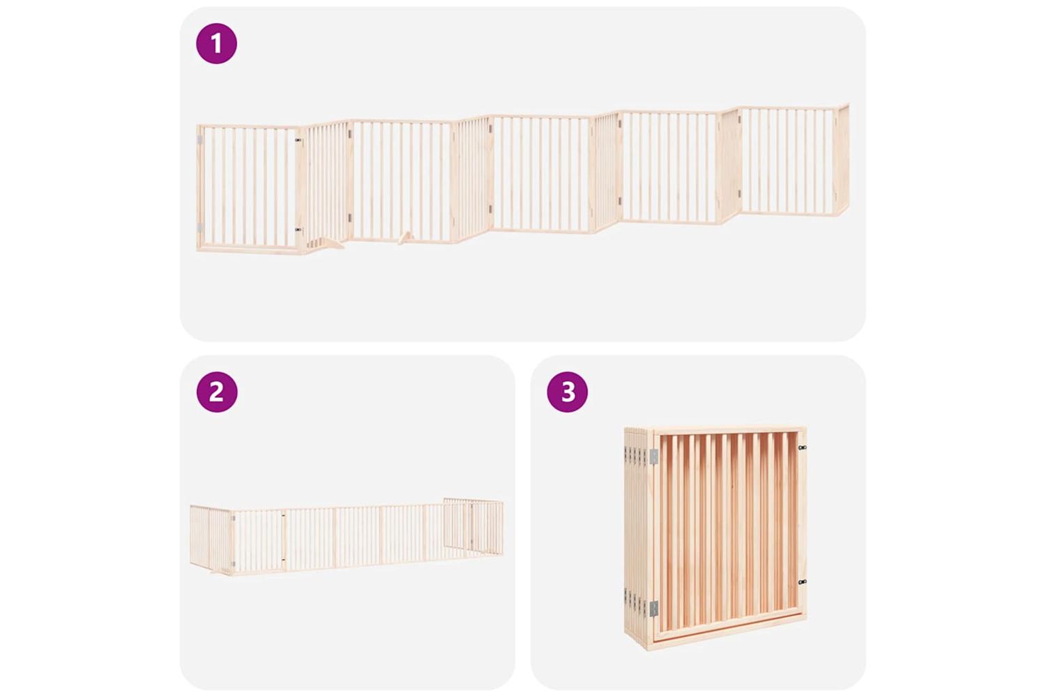 Vidaxl Dog Gate With Door Foldable 10 Panels 800 Cm Poplar Wood-5