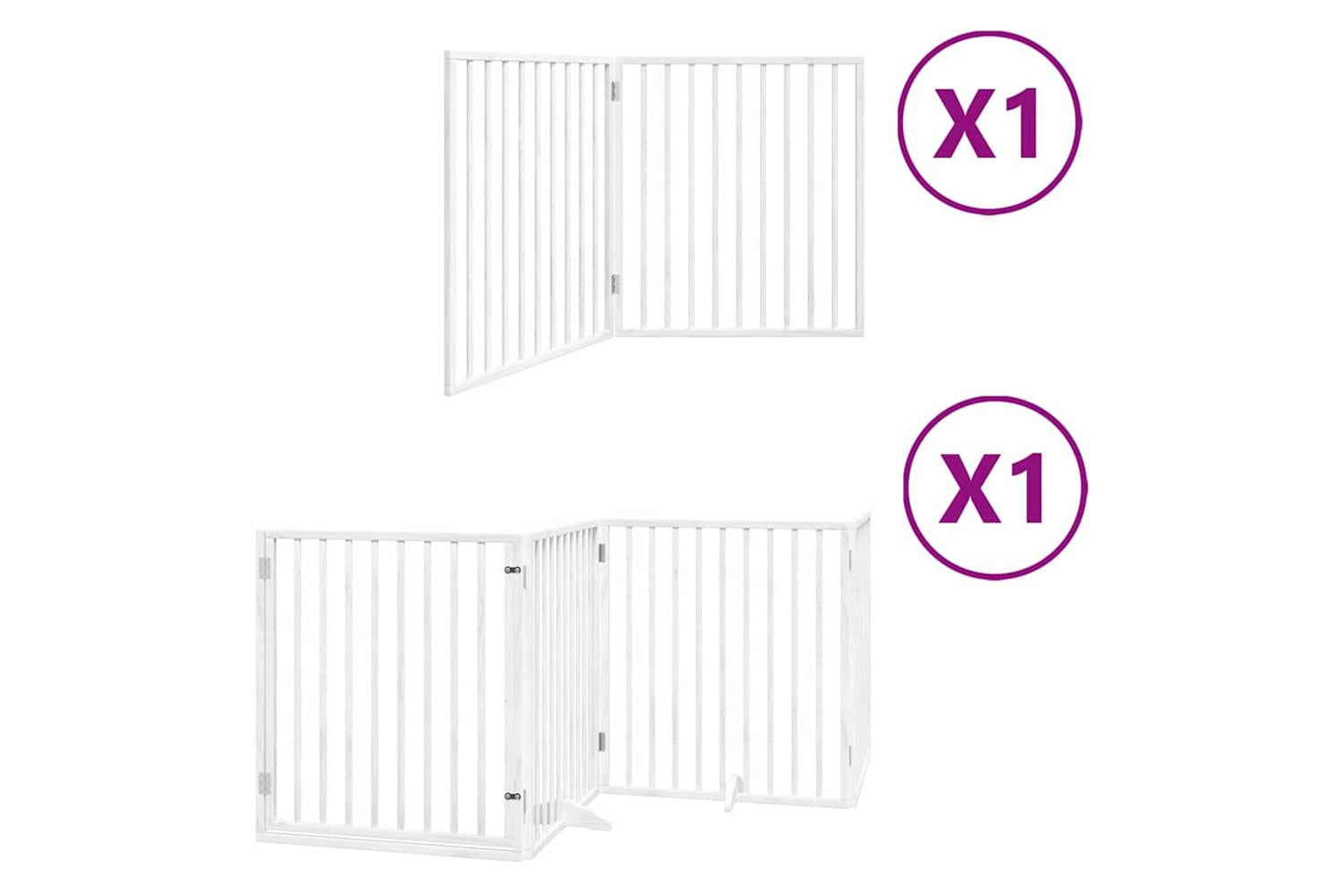 Vidaxl Dog Gate With Door Foldable 6 Panels White 480 Cm Poplar Wood-2