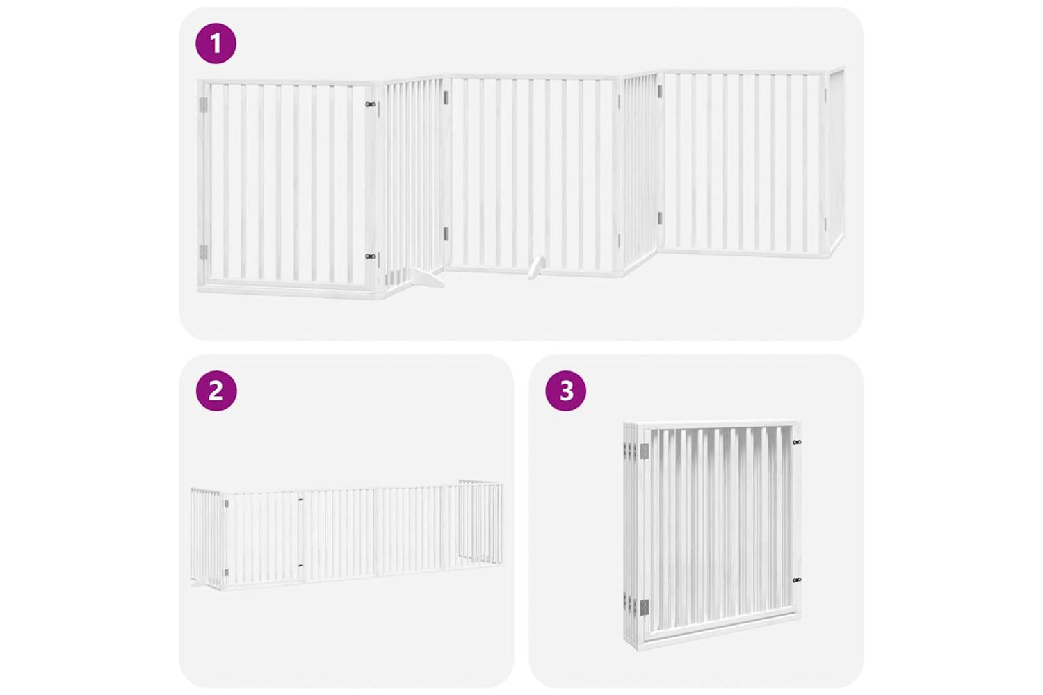Vidaxl Dog Gate With Door Foldable 6 Panels White 480 Cm Poplar Wood-5