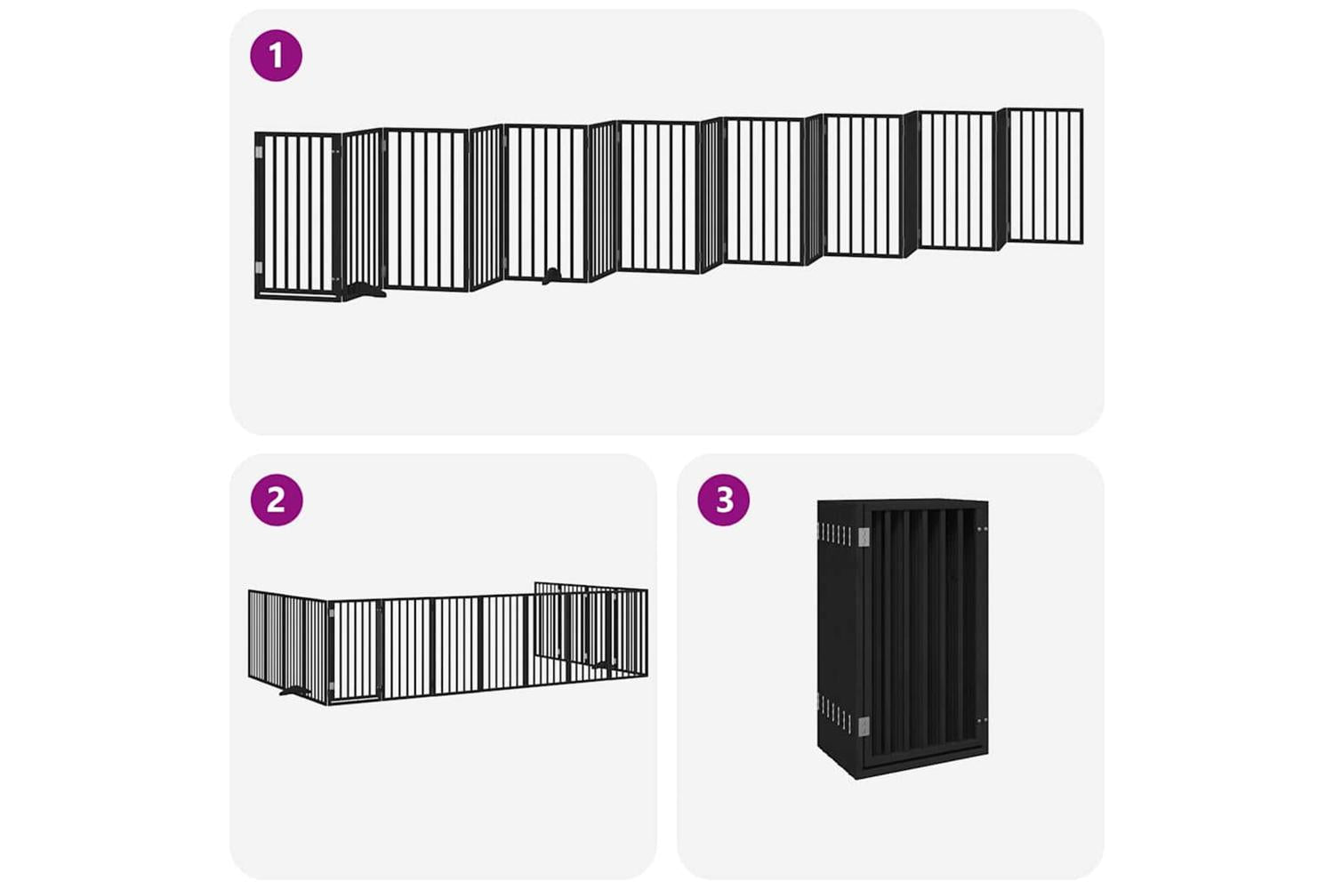 Vidaxl Dog Gate With Door Foldable 15 Panels Black 750 Cm Poplar Wood-5