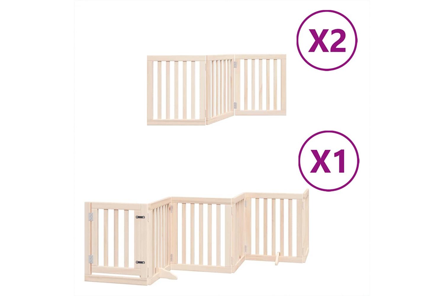 Vidaxl Dog Gate With Door Foldable 12 Panels 600 Cm Poplar Wood-2