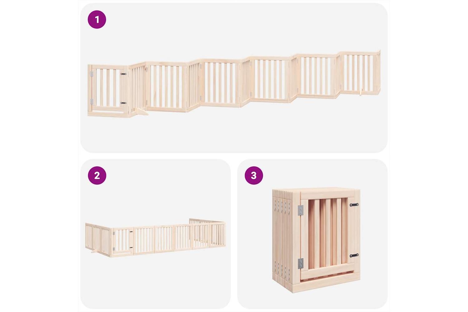 Vidaxl Dog Gate With Door Foldable 12 Panels 600 Cm Poplar Wood-5