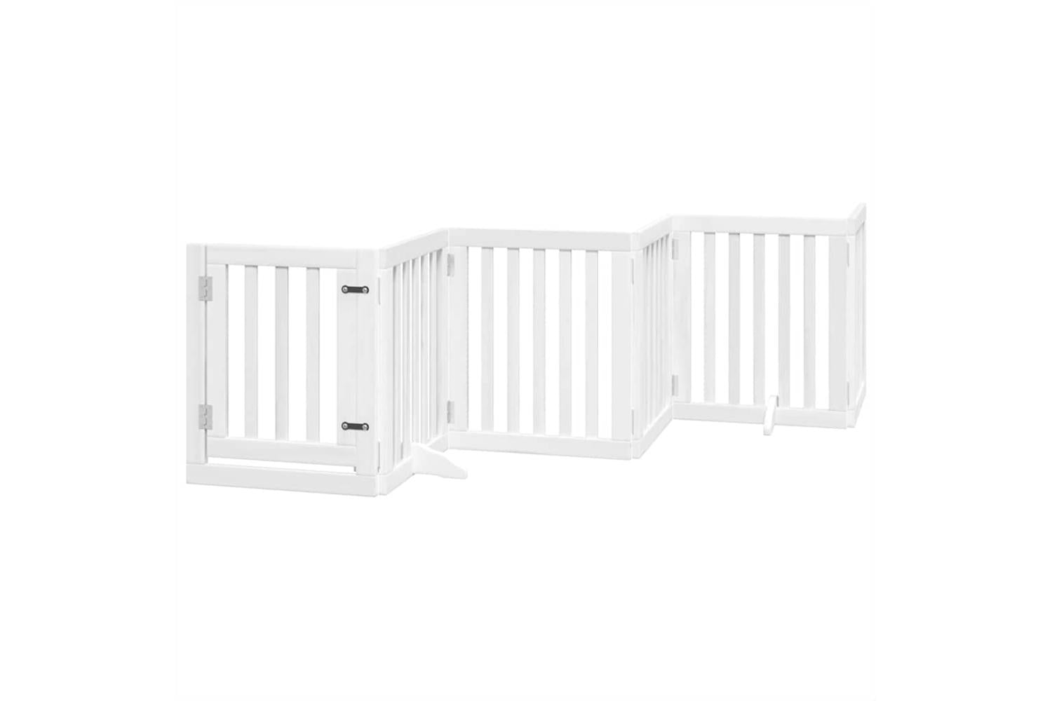 Vidaxl Dog Gate With Door Foldable 15 Panels White 750 Cm Poplar Wood-3