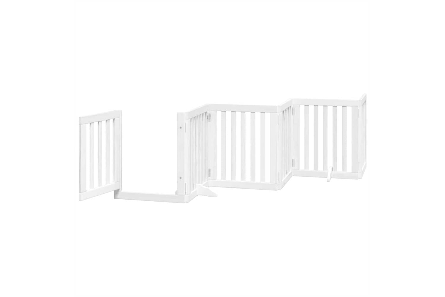 Vidaxl Dog Gate With Door Foldable 15 Panels White 750 Cm Poplar Wood-4