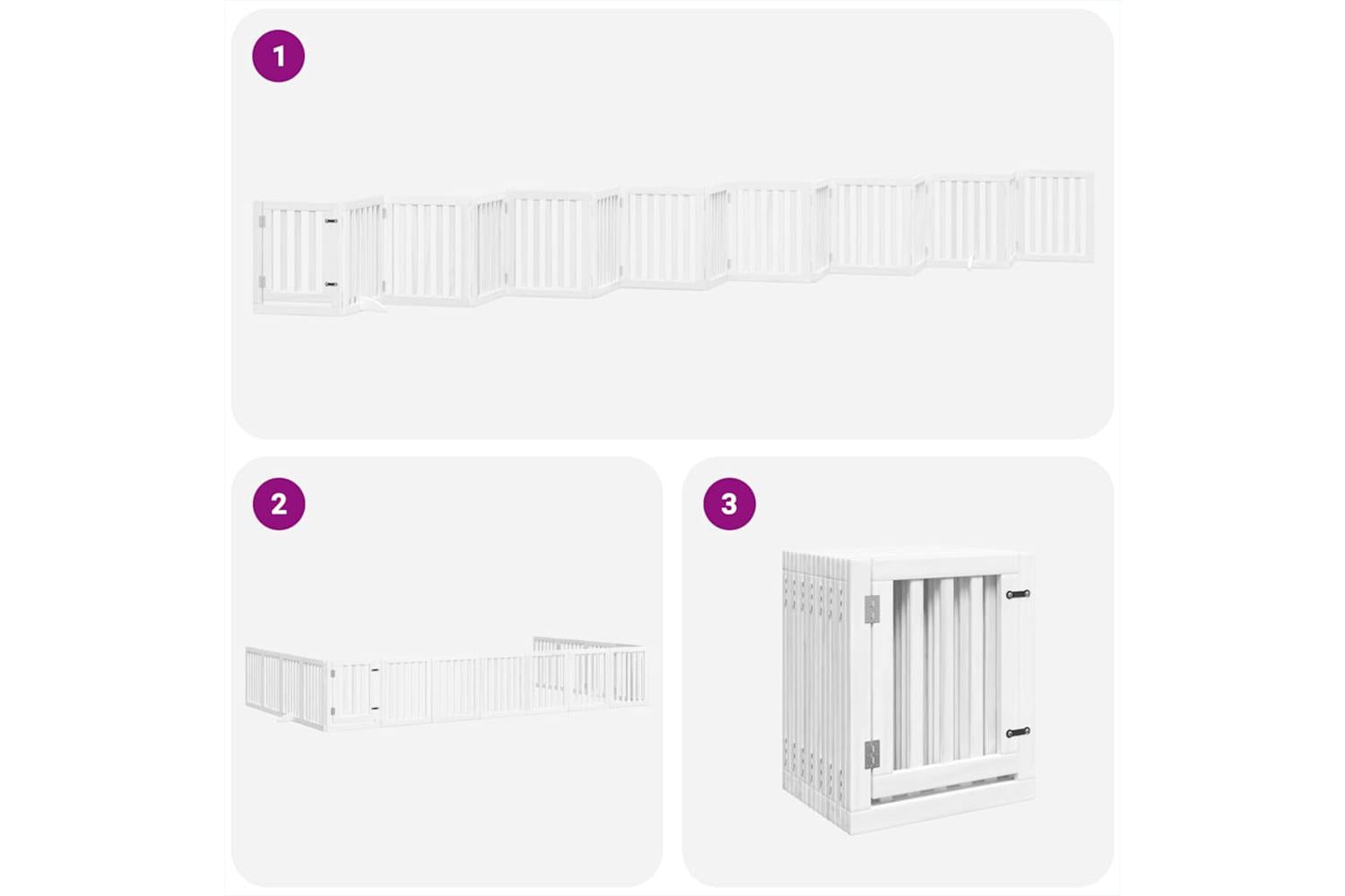 Vidaxl Dog Gate With Door Foldable 15 Panels White 750 Cm Poplar Wood-5