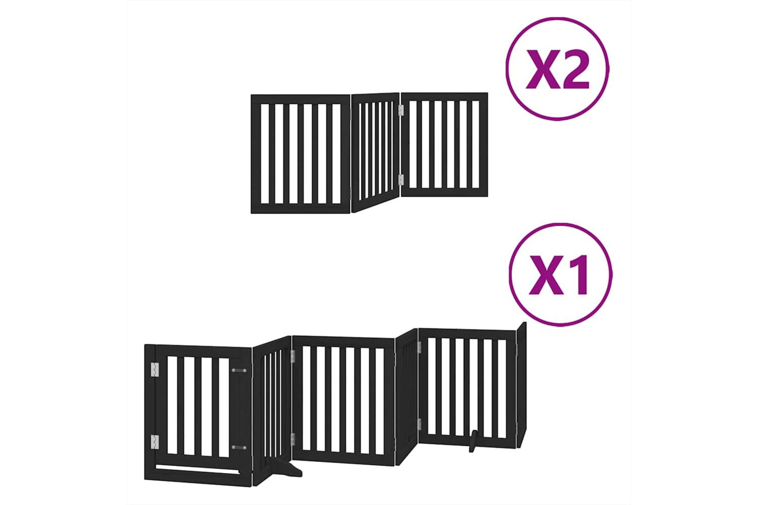 Vidaxl Dog Gate With Door Foldable 12 Panels Black 600 Cm Poplar Wood