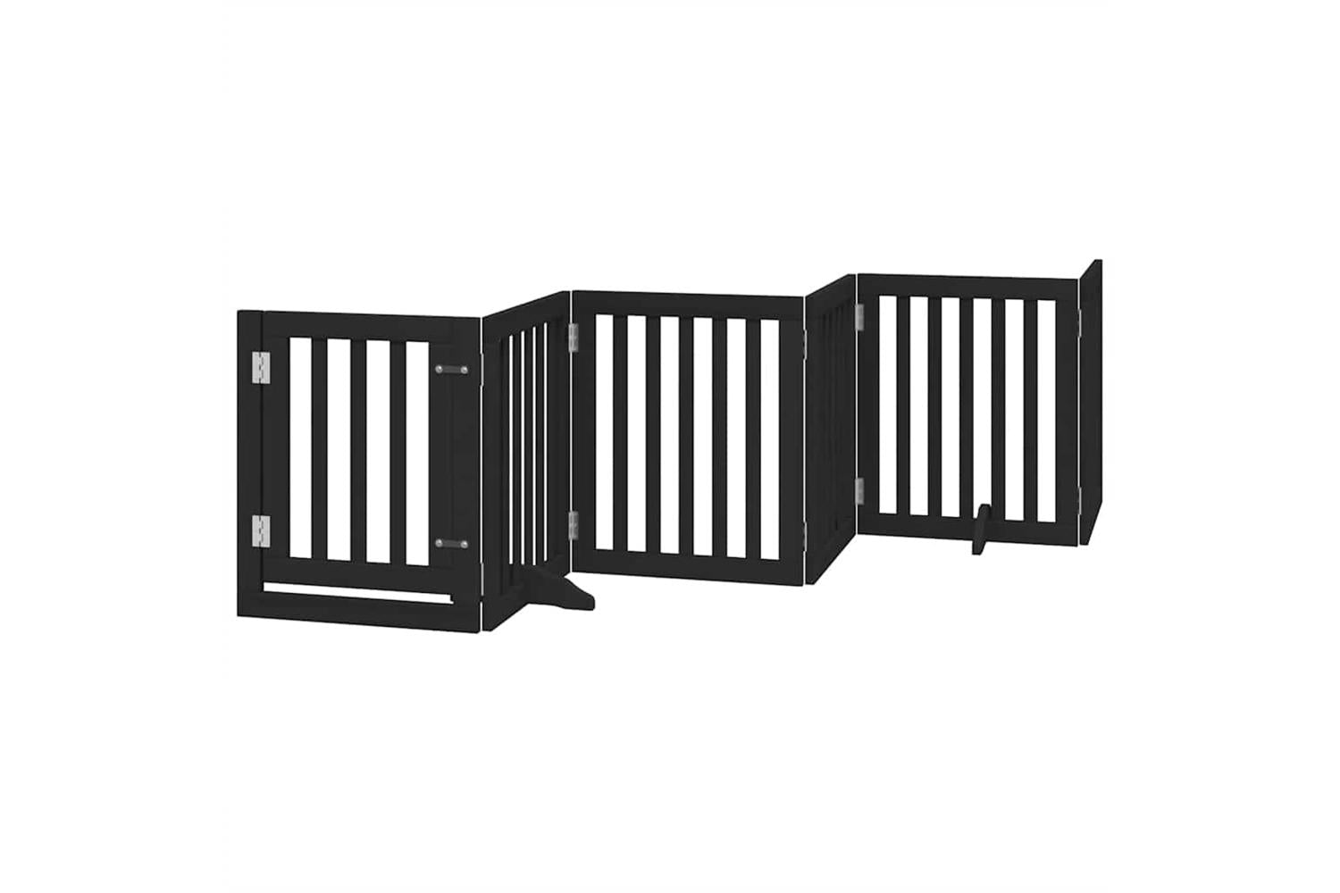 Vidaxl Dog Gate With Door Foldable 12 Panels Black 600 Cm Poplar Wood-3