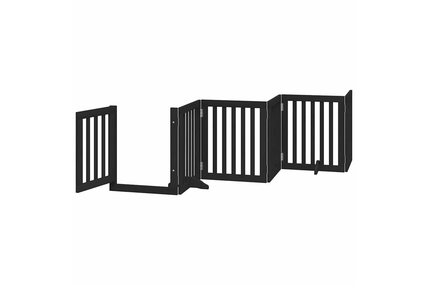 Vidaxl Dog Gate With Door Foldable 12 Panels Black 600 Cm Poplar Wood-4