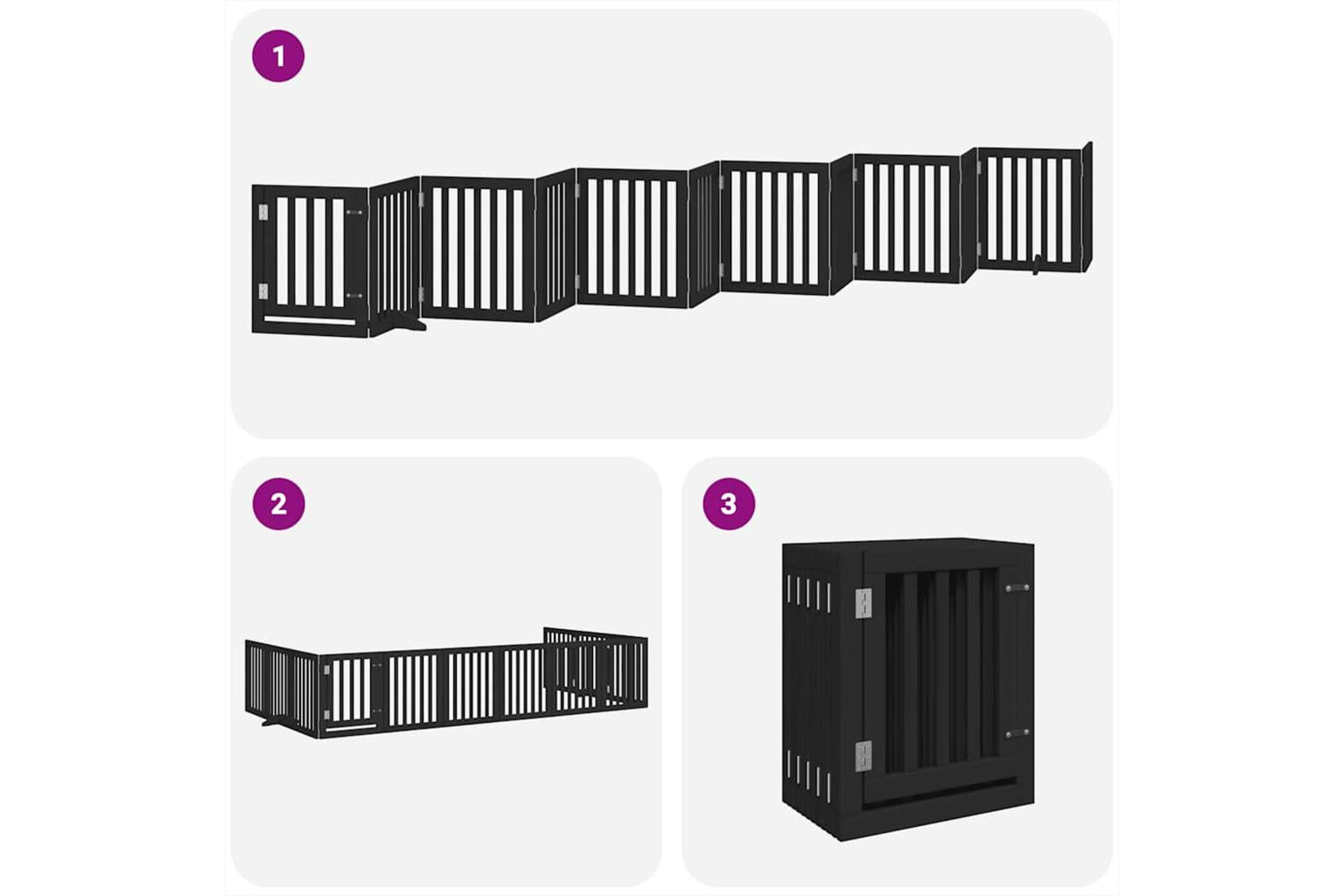 Vidaxl Dog Gate With Door Foldable 12 Panels Black 600 Cm Poplar Wood-5