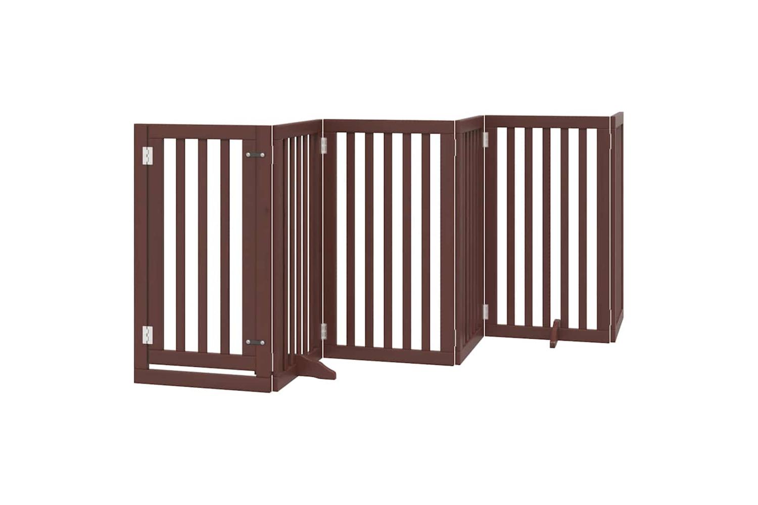 Vidaxl Dog Gate With Door Foldable 12 Panels Brown 600 Cm Poplar Wood-3