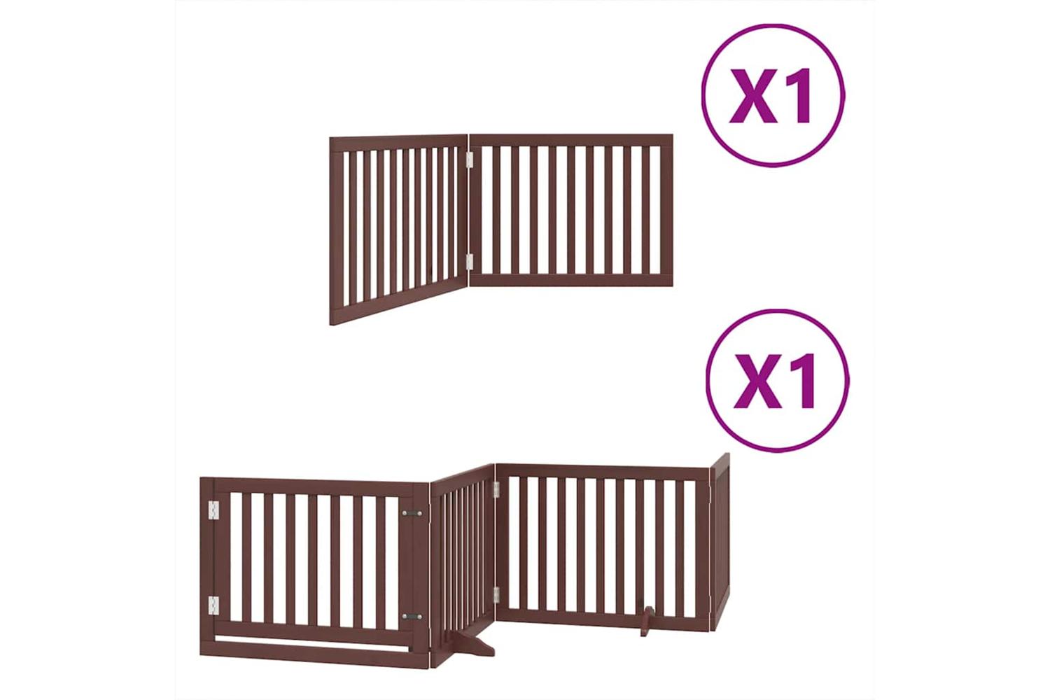 Vidaxl Dog Gate With Door Foldable 6 Panels Brown 480 Cm Poplar Wood-2