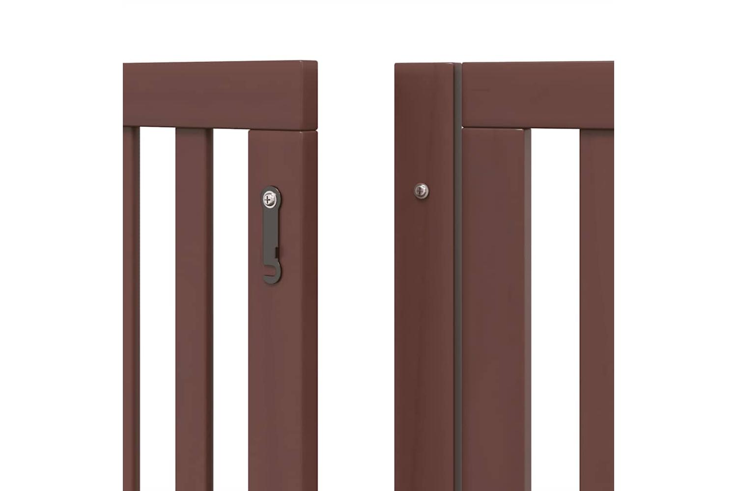 Vidaxl Dog Gate With Door Foldable 6 Panels Brown 480 Cm Poplar Wood-9