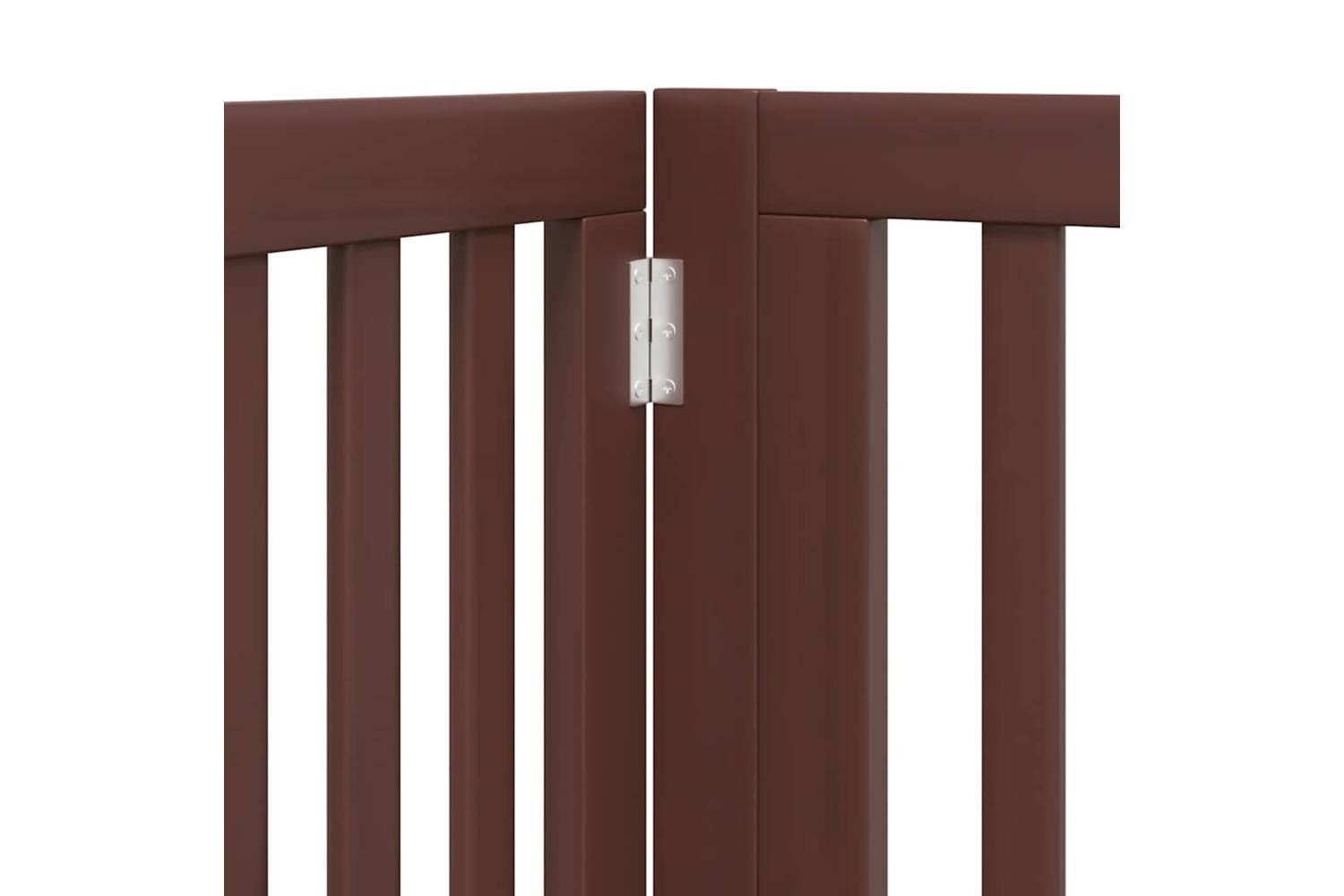 Vidaxl Dog Gate With Door Foldable 8 Panels Brown 640 Cm Poplar Wood-8