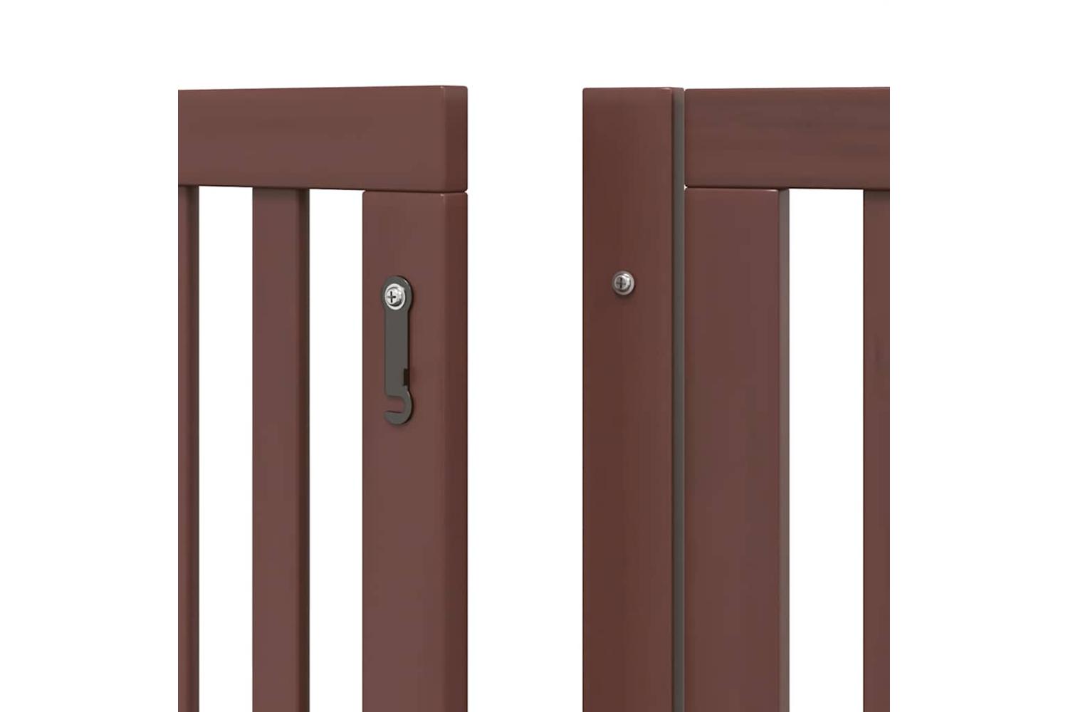Vidaxl Dog Gate With Door Foldable 8 Panels Brown 640 Cm Poplar Wood-9