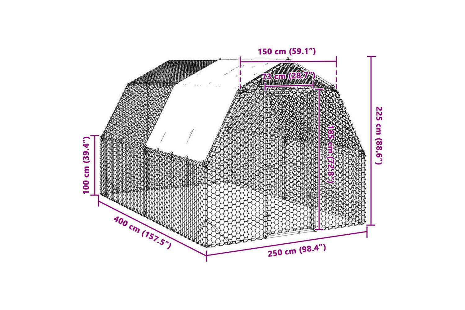 Vidaxl Chicken Run With Roof 25x4x225 M Galvanised Steel-8