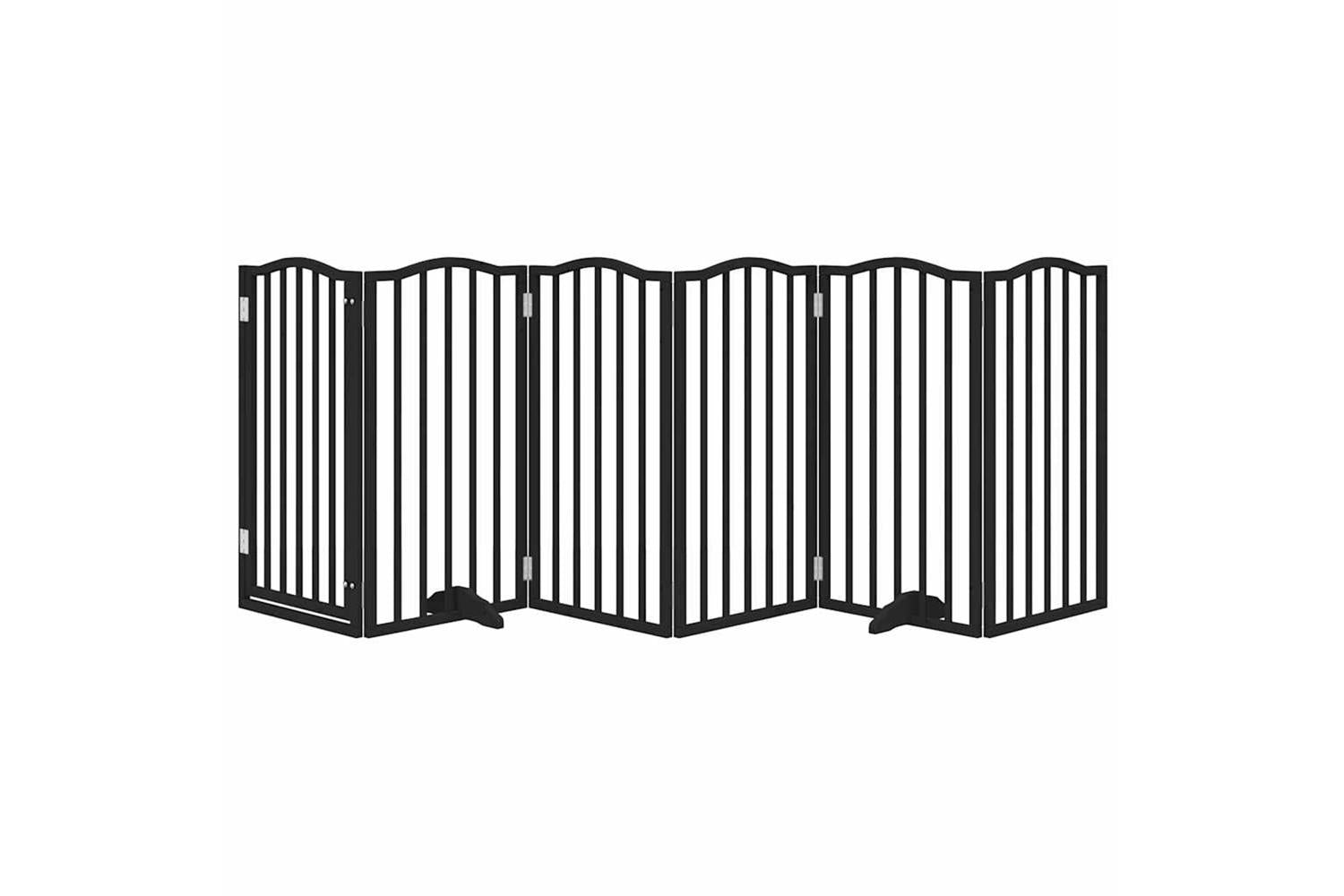 Vidaxl Dog Gate With Door Foldable 6 Panels Black 300 Cmpoplar Wood-3