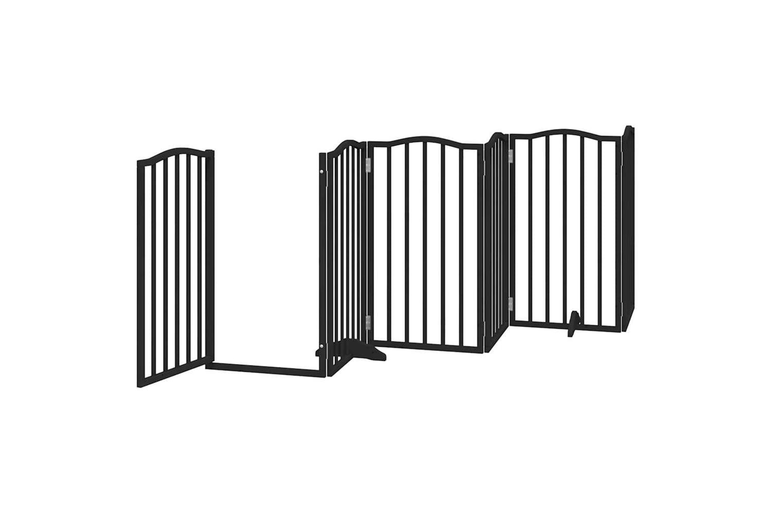 Vidaxl Dog Gate With Door Foldable 6 Panels Black 300 Cmpoplar Wood-4