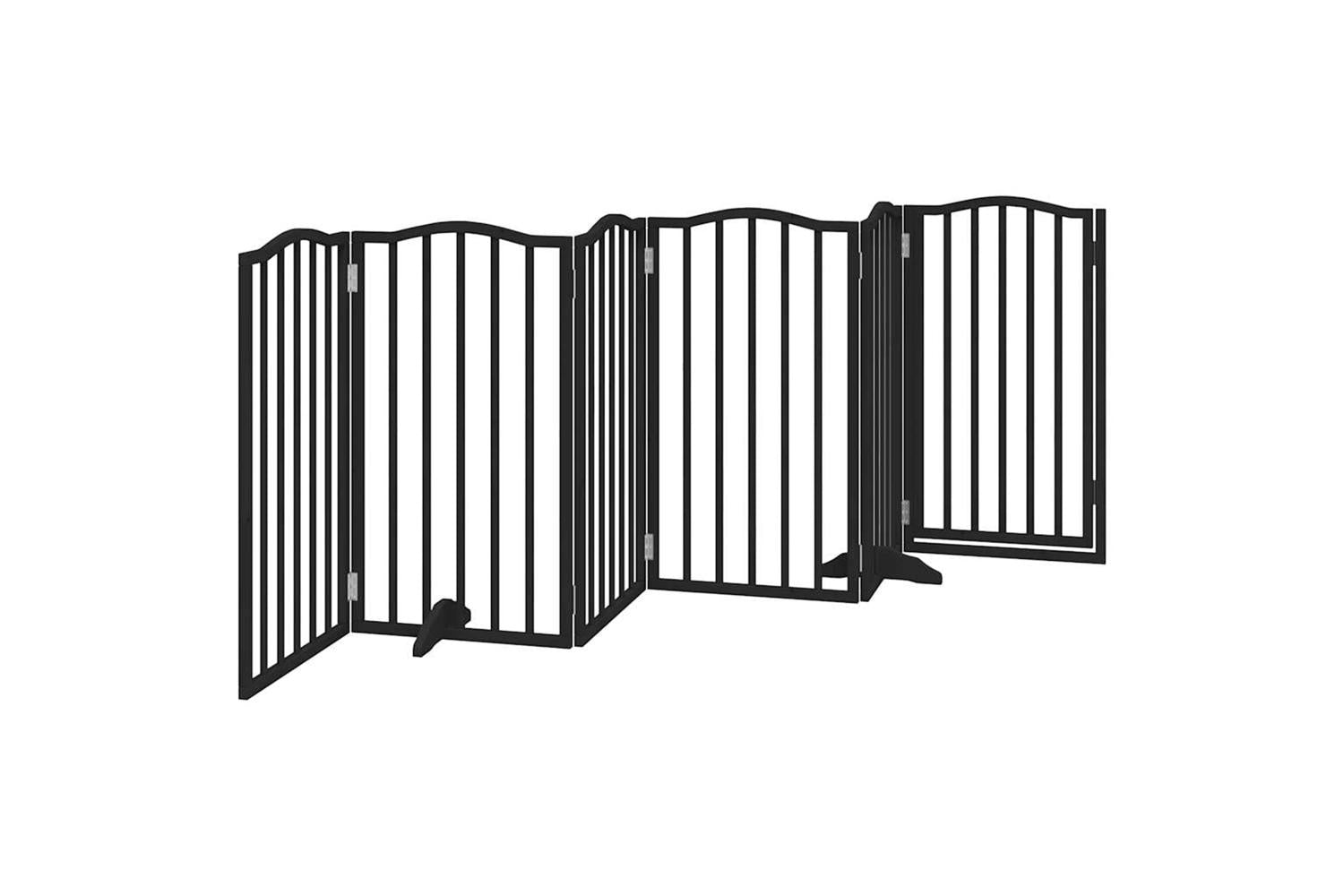 Vidaxl Dog Gate With Door Foldable 6 Panels Black 300 Cmpoplar Wood-6