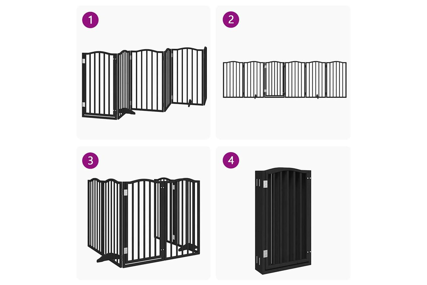 Vidaxl Dog Gate With Door Foldable 6 Panels Black 300 Cmpoplar Wood-7