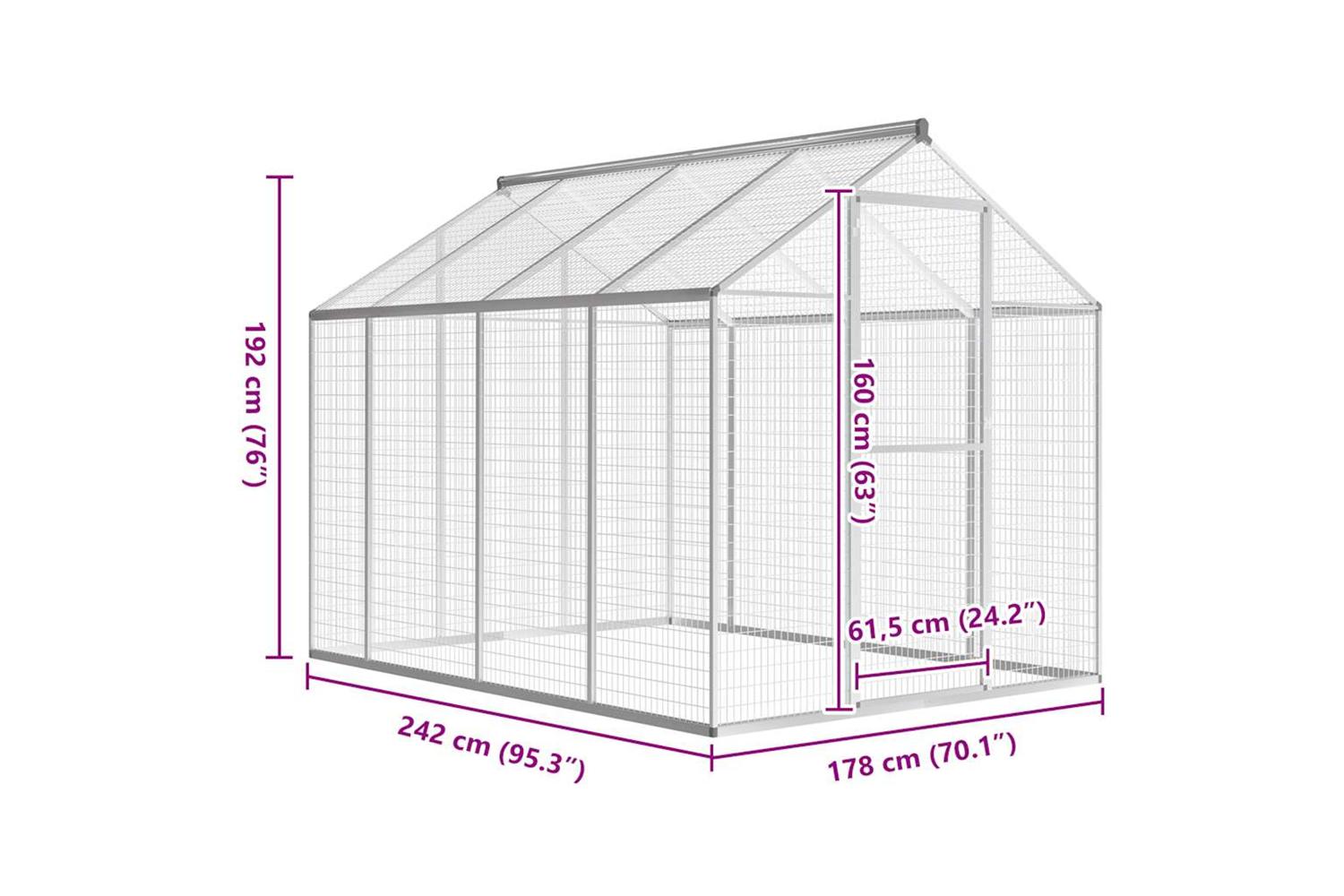 Vidaxl Outdoor Aviary Aluminium 178x242x192 Cm-5