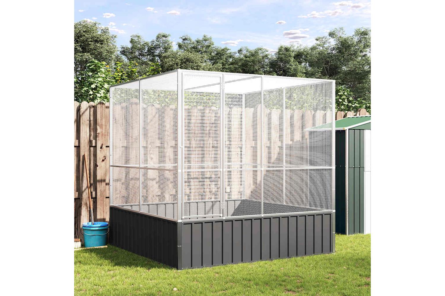 Vidaxl Aviary Silver 211x207x212 Cm Steel-3