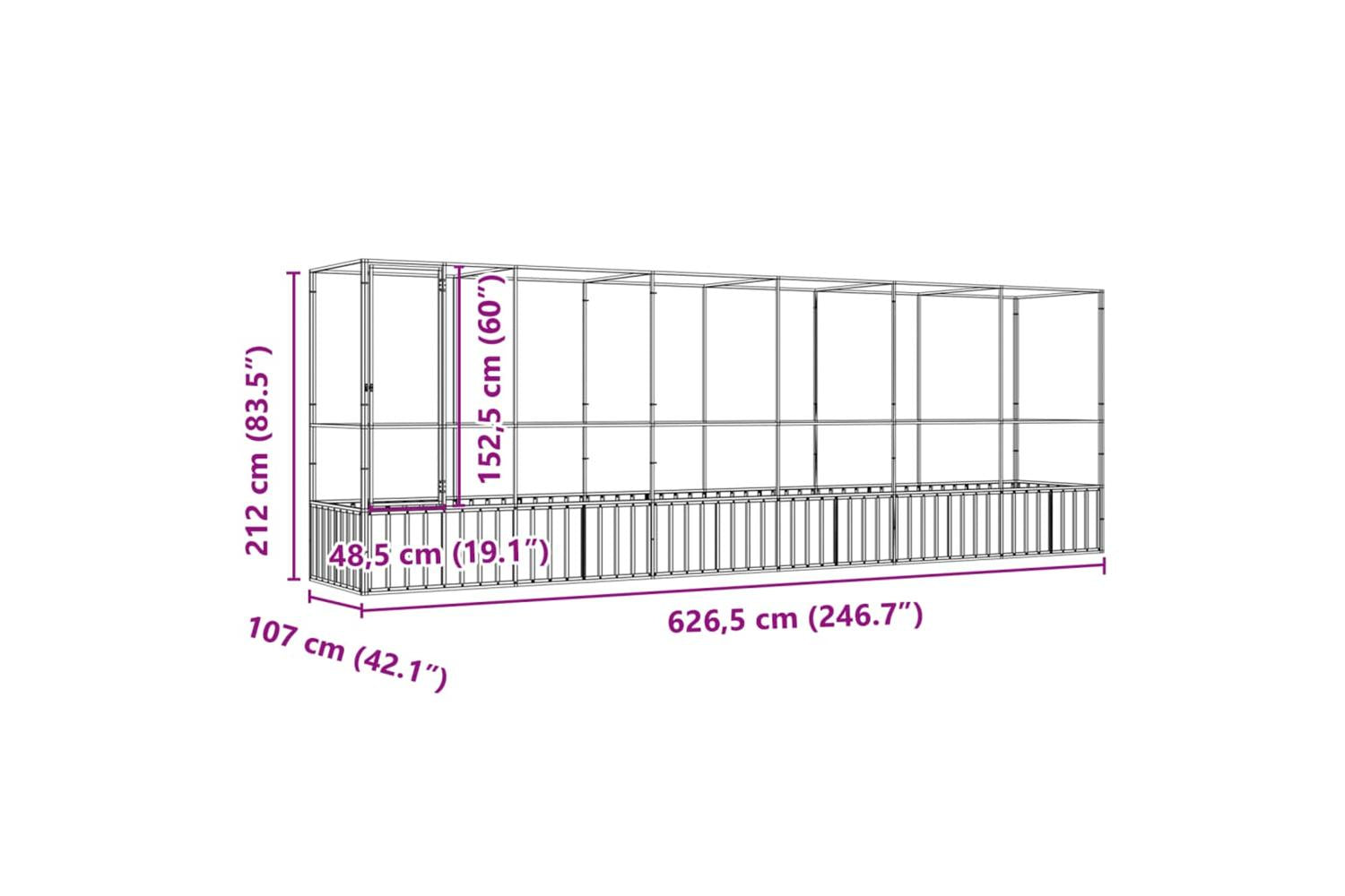 Vidaxl Aviary With Extension Silver 6265x107x212 Cm Steel-8